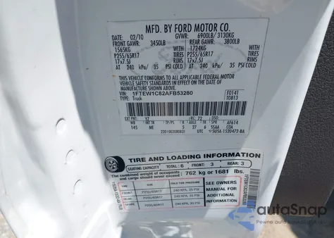 2010 Ford F-150 Fx2 Sport/Xl/Xlt from USA, damaged, VIN 1FTEW1C82AFB53280